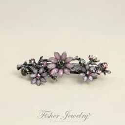 Elegant Floral Hair Clip Alloy Spring Clasp with Rhinestones Minimalist Ponytail Holder for Back Head Women Hairpin
