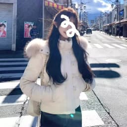 Korean Style Short Thickened Cotton Jacket Women's Winter Coat Fur Collar Hooded Sweet Style Loose Fit Polyester Fabric
