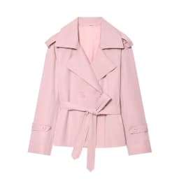Women's Coat 2026 Autumn New Style Solid Color Long Sleeve Belted Short Trench Coat European and American Personalized Fashion