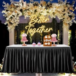 Polyester Table Skirt for Rectangle Tables Wrinkle Resistant Pleated Ruffle Table Cloth for Banquet, Wedding, Gift Dining Table