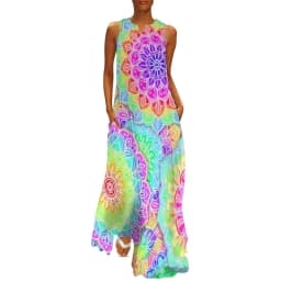 Retro Psychedelic Op Art Dress Black White Circles Night Club Maxi Dress Street Wear Bohemia Long Dresses Summer V Neck Vestidos