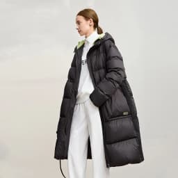 AMII Hooded Down Jacket 2026 Winter New Warm Zipper Long Sleeve 85% White Duck Down Coat Woman Loose Straight Long Coat 12524017