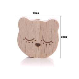 10Pcs Beech Beads Heart Butterfly Rainbow Elephant Flower Animal Wooden Beads for Bbay Chew Teether Beads Pacifier Clips Chain