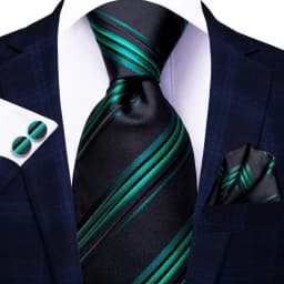 Hi-Tie Silk Wedding Tie For Men Blue White PlaidHandky Cufflink Set Fashion Designer Necktie For Men Business Party Dropship