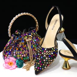 Venus Chan 2023 New INS High-Heeled Pointed Toe Wedding Shoes Colorful Full Diamond Design Shoe and Bag Set for Nigeria Party