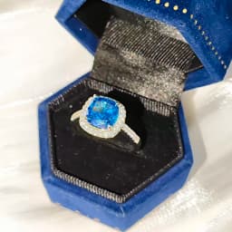 925 Sterling Silver Stylish and Simple Ice Flower Cut Princess Square Bag Zircon Ring Birthday Party Anniversary Gift