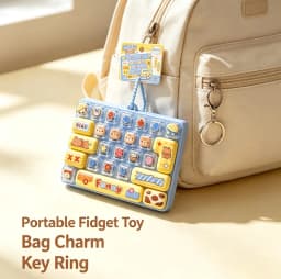 Candy Color Fidget Keycap Clicker Keychain Cute 26 Keys Stress Relief Keyboard Toy Bag Pendant Cartoon Fidget Key Ring