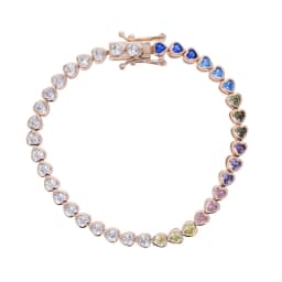 New Round Square Heart CZ Tennis Bracelets for Women Pave Multicolor Zircon Rose Gold/Platinum/Gold Plated Color Fashion Jewelry