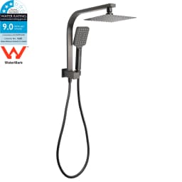 **Sydney Stock** KYLINS 2 In 1 Shower Head Set Round 8/10/12/16'' Rainfall Head Gooseneck Arm Mixer Taps Set Gun Metal Grey WELS