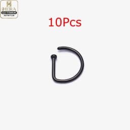 1/10PCS ASTM F136 Titanium Fake Nose Ring Hoop Non Piercing D Shape Nostril Lip Septum Earring Body Jewelry Kit