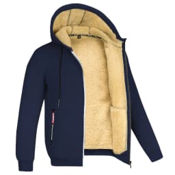 Trendy Sweatshirt Coat Front Pockets Warm Zipper Lamb Wool Jacket Men and Woman Winter Pure Color Plush Lined Cardigan Hoodie
