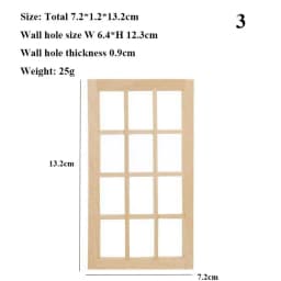 1:12 Dollhouse Mini Blank Door Model Wooden Window Frame Square Windows Can Be Opened Miniature For Doll House Furniture Toys