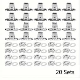 5/10/20 Sets Screw Base Snaps Turn Button Boat Cover Enclosure Eyelet Canvas Snap Fastener Silver