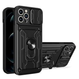 Phone Case For iPhone 18 17 16 15 14 13 12 11 Pro Max Plus SE Slide Camera Card Slot Military Grade Ring 360 Magnetic Back Cover