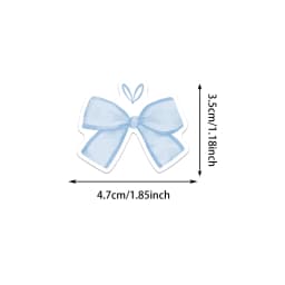 50PCS Blue Cartoon Bow Stickers Exquisite and Cute Handbooks Material Phone Cases Laptop Suitcases Water Cups Waterproof Sticker