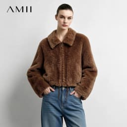 Amii Women's Faux Fur Coat Lapel Collar Oversized Warm Slimming Minimalist Versatile Commuter Winter Women's Coat 12624092