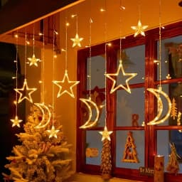 Star Moon Solar Battery String Lights 8Mode Outdoor Christmas Garland LED Fairy Light for Ramadan Festoon Wedding New Year Decor