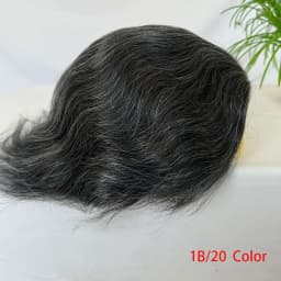 1B20 1B80 Grey Silver Hair Toupee for Men Mono Base with PU Human Hair Pieces Replacement System Lace Front Natural Hairline