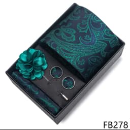 New Designer Blue Red Green Paisley Ties For Men Wedding Party Neck Tie Luxury Tie Pocket Square Cufllink Brooch Set