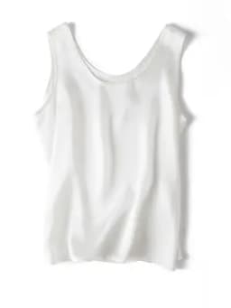 SuyaDream. Women Basic Cozy Tanks, 100% Real Silk, O Neck Sleeveless Chic T Shirt, 2025 Solid Summer Vests, White, Pink, Beige