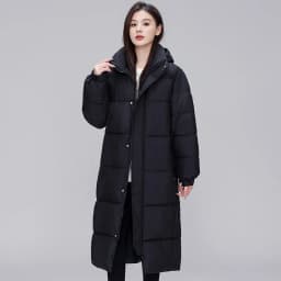 Winter Long Puffer Coat for Women Hooded Quilted Windproof Warm Zip Up Outerwear Russian Cold Weather Snow Jacket Over Knee Cozy