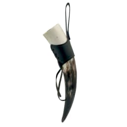 Natural Viking Drinking Horn with Stand or Leather Case- Horn Mug with Polished Finish