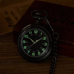 New Classic Retro Luminous Straight Plate Uncovered Double Arabic Numeral Mechanical Pocket Watch Suitable for Men and Women