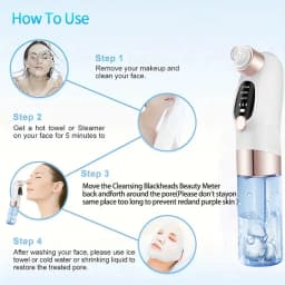 USB Charging Blackhead Cleaning and Beauty Device - Portable Facial Pore Cleaner with 5 Probes for Gentle and Safe Cleaning