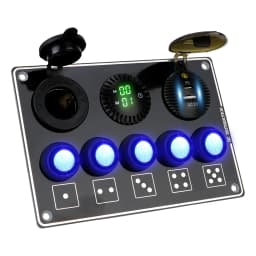For RV Car Marine 12/24V LED Voltage Display Car Switch Panel 5 Gang