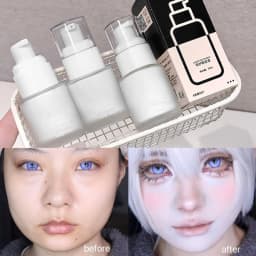 Matte White Liquid Foundation Makeup Buildable Coverage Primer & Concealer Stick Waterproof & Long-Lasting for Halloween Cosplay