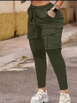 pantalons Drawstring Pocket Cargo Pants Women's Spring and Summer Versatile Solid Color Small Foot Sports Versatile Casual Pants