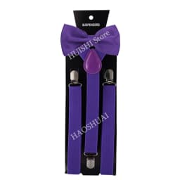 Suspenders Man Bowtie Solid Color Elastic PU Leather Suspenders For Man Belt Adjustable Straps For Wedding Bow Tie Accessories