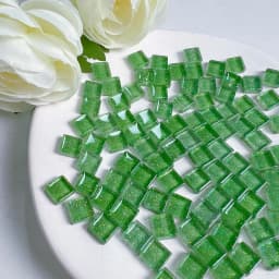 Mosaic Tiles for Crafts Blue Shine Assorted Color 50pcs Glass Glitter Mosaic Supplies Pieces Bulk Square Shape Home Decoration