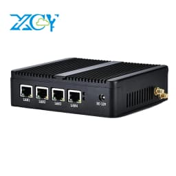 XCY Fanless Industrial Mini PC Celeron N2830 4x LAN HDMI VGA SIM Slot 4G Modem WiFi Win7/10 Linux For Firewall Digital Signage