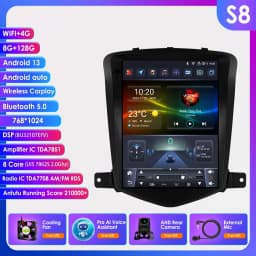 9.7'inch 2Din Carplay Android 13 Car Radio For Chevrolet Cruze J300 2008-2012 Multimedia Navi GPS Head Unit Stereo BT 4G Player