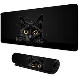 Kawaii Black Kitten Mouse Pad Large Cute Game Keyboard Mat XxL Computers Accessories Table Pad Girl Home Bedrooms Carpet Mats