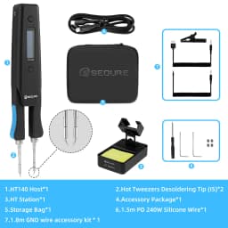 Sequre Ht140 Desoldering Tweezers Portable 2 In 1 Soldering Iron With 1.8m Gnd Wire Accessory Kit