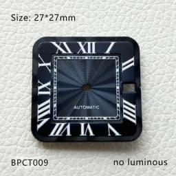 27mm S Logo NH35 Dial Square Roman Santo S Dial for NH35 Automatic Movement Black Blue Hands NH35 FCK 9-5 Dial Watch Accessories
