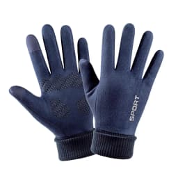 Men Winter Suede Leather Plush Thick Half Finger Touch Screen Warm Driving Glove Men's Sport Letter Cycling Riding Mitten P10