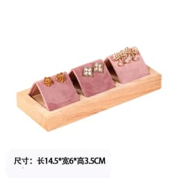 New Solid Wood Pink Velvet Jewelry Display Stand Ring Earrings Bracelet Necklace Watch Pendant Storage Display Stand