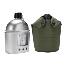 4PCS Canteen Water Bottle Cookware Set Outdoor Camping Aluminum Canteen Cup Wood Stove Set With Cover Bag For Hiking Backpacking