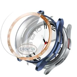 Tempered Glass+Bezel+Case For Samsung Galaxy Watch 6 Classic 43mm 47mm Cover TPU Bumper All-Around Protector Clear Screen Bezels
