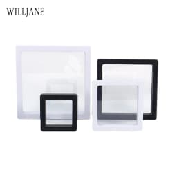 3D Floating PE Film Jewelry Display Frame Stand Holder Box 10/Unit Portable Brooch Coin Medal Suspension Storage Collection Case