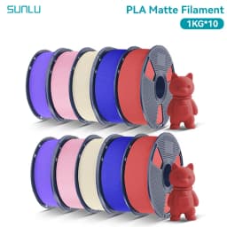 SUNLU 10Roll PLA Matte Filament 1.75mm 1kg Spool (2.2lbs) Smooth Matte Finish Neatly Wound Filament Fit Most FDM Printer