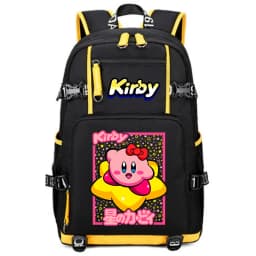 Kirby Cartoon Print Student Backpack Large Capacity Travel School Bag for Kids Teens