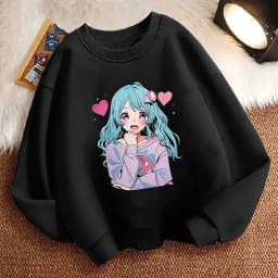 Harajuku Children's Sweatshirt Pullover Spring Japanese Style Anime Girl Crew Neck Graphic Print Hoodie Boy/Girl Kids Hoody