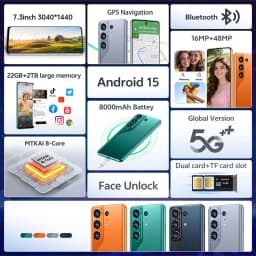 K-Touch Cheap C27 Ultra 8000mAh Cell Phone 7.3HD Mobile Phones 22G+2TB Smartphone 5G Dual SIM Android 15 16+48MP Camera Cellphones