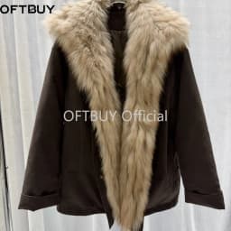 OFTBUY Winter Warm Real Suede Jacket Button Thick Padded Fashion Loose Outerwear Women Luxury Fox Fur Collar Goose Down Parka