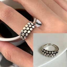 PANJBJ  925 Sterling Silver Double Layer Ring for Women Girl Gift Geometry Hollowing Out Minimalism Fashion Jewelry Wholesale