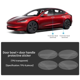 For Tesla 2025 HighlandY Model Y TPU Transparent Refit Sticker Paint Protection Body Protective Handle and Bowl